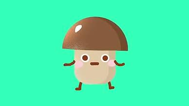 带通道搞笑蘑菇拟人动态生小蘑菇视频的预览图